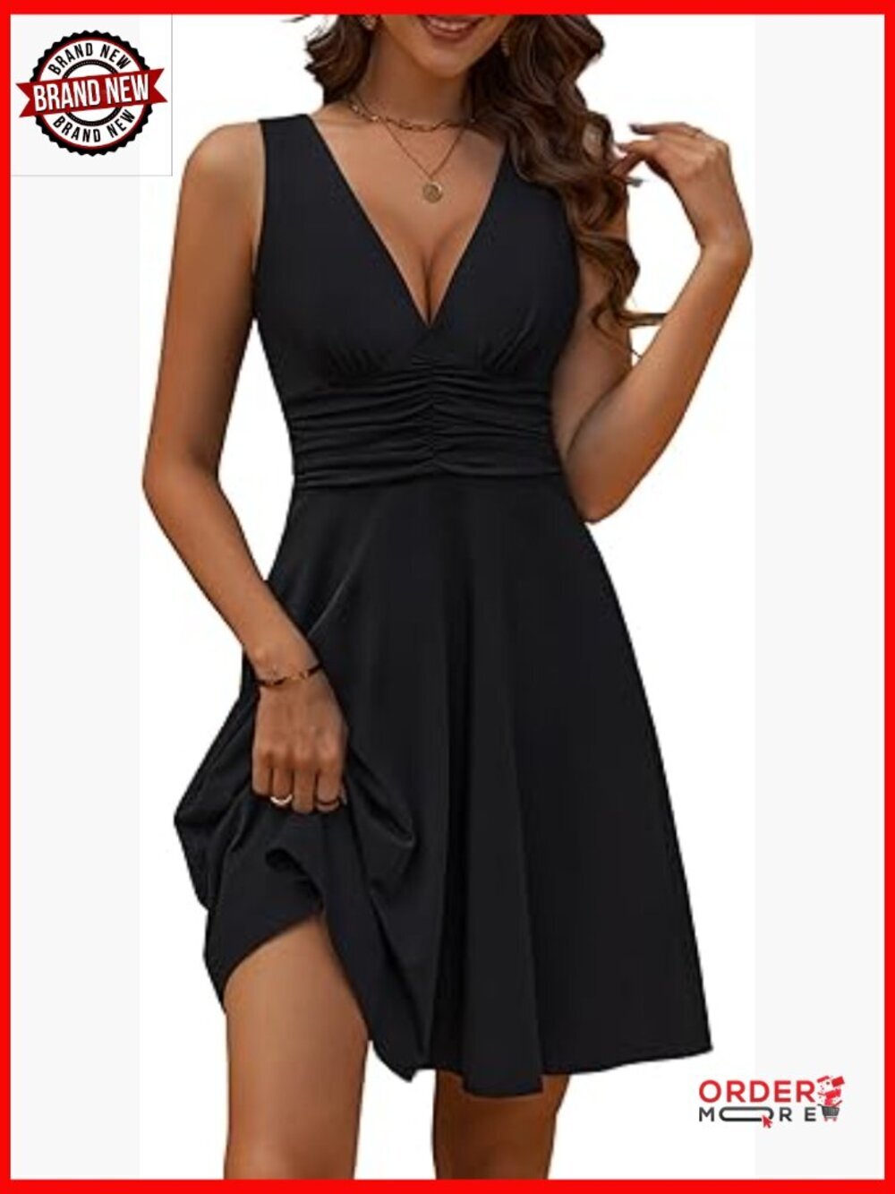 Deep V Neck Sleeveless Floral Sundress with Pockets Flowy Summer Dress